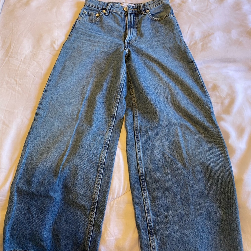 Zara cropped wide leg jeans